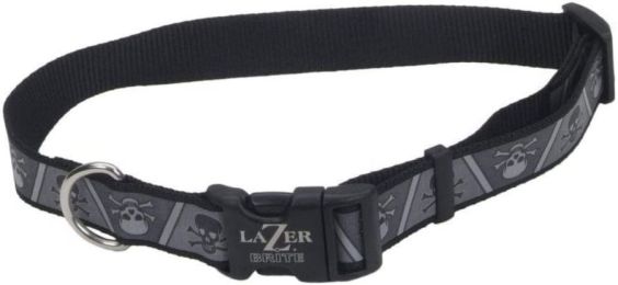 Coastal Pet Lazer Brite Reflective Adjustable Dog Collar - Skulls and Crossbones