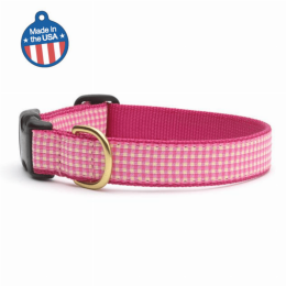 Pink Gingham Collar or Leash (Color: Pink Gingham, size: large)