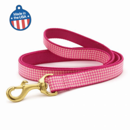 Pink Gingham Collar or Leash (Color: Pink Gingham, size: medium)