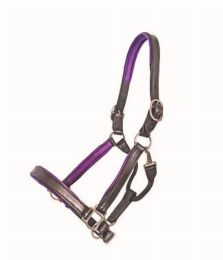 1" Black Padded Halter (Color: Purple, size: Cob)