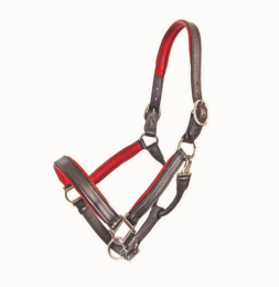 1" Black Padded Halter (Color: Red, size: Cob)