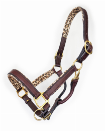 1" Brown Padded Halter (Color: Cheetah, size: Cob)