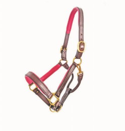 1" Brown Padded Halter (Color: Pink, size: Cob)