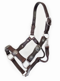 Scalloped Leather Halter with Conchos (size: Full Size)