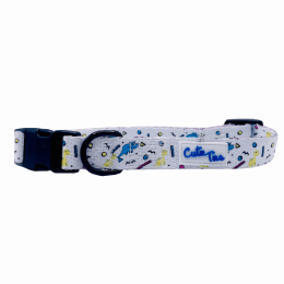 Cutie Ties Fun Design Dog Collar (Color: Dino Doggy White, size: small)