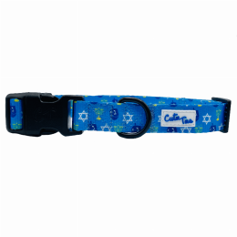 Cutie Ties Fun Design Dog Collar (Color: Hanukkah Blue Dreidel, size: medium)