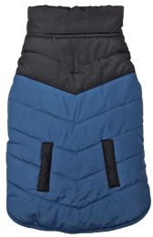 Fashion Pet Reversible Color Block Puffer Dog Jacket Blue (size: X-Large)