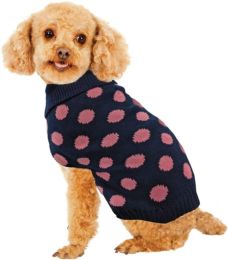 Fashion Pet Contrast Dot Dog Sweater Pink (size: X-Small)