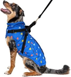 Fashion Pet Puffy Heart Harness Coat Blue (size: small)