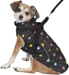 Fashion Pet Puffy Heart Harness Coat Black (size: medium)