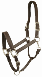 Gatsby Adjustable Padded Leather Halter (Color: Brown, size: Horse)