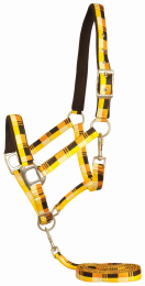 Gatsby Terra Fleece Padded Nylon Halter with Matching Lead (Color: Yellow/Brown/Tan/Orange, size: Pony)