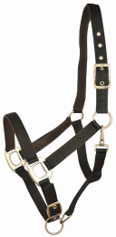 Gatsby Leather Padded Adjustable Nylon Halter (Color: Black/Brown, size: Cob)