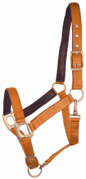 Gatsby Leather Padded Adjustable Nylon Halter (Color: Pumpkin/Brown, size: Cob)