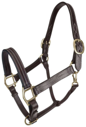 Gatsby Classic Triple Stitched Leather Halter With Snap (Color: Brown, size: Horse)