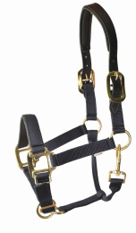 Gatsby Premium Nylon Halter with Padded Leather Overlay (Color: Navy, size: Horse)