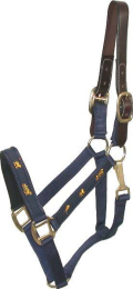 Gatsby Nylon Breakaway Halter with Horse Overlay & Snap (Color: Navy, size: Horse)