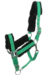 Gatsby Nylon Halter With Removable Fleece (Color: Green, size: Horse)