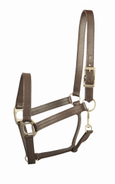 Gatsby Triple Stitched Leather Halter (Color: Brown, size: Horse)