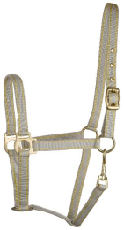 Gatsby Classic 2-Tone Nylon Halter With Snap (Color: Grey/Yellow, size: Pony)