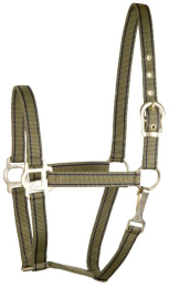 Gatsby Classic Nylon 2-Tone Halter (Color: Olive/Navy, size: Pony)