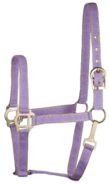 Gatsby Classic 2-Tone Nylon Halter With Snap (Color: Lilac/Yellow, size: Oversize)