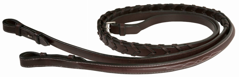 Gatsby Fancy Raised Laced Reins (Color: Havanna, size: 5/8 Horse)