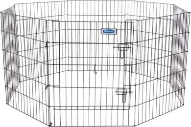 Petmate Exercise Pen Single Door with Snap Hook Design and Ground Stakes for Dogs Black (size: 30" tall - 1 count)