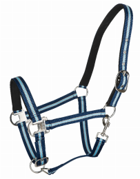 TuffRider Adjustable Nylon Breakaway Halter with Padded Crown and Nickel Hardware (Color: Navy, size: C)