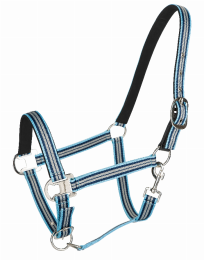 TuffRider Adjustable Nylon Breakaway Halter with Padded Crown and Nickel Hardware (Color: Light Blue, size: C)