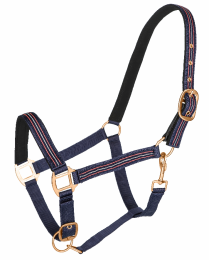 TuffRider Adjustable Nylon Breakaway Halter with Padded Crown and Rose Gold Hardware (size: C)