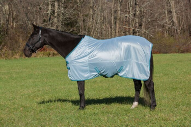 TuffRider Comfy Mesh Standard Neck Fly Sheet (Color: Porcelain Blue/Teal, size: 69)