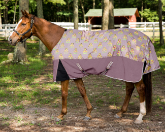 TuffRider Bonum 1200D Medium Weight Standard Neck Giraffe Print Turnout Pony Blanket- 220gms (Color: Antler, size: 36)