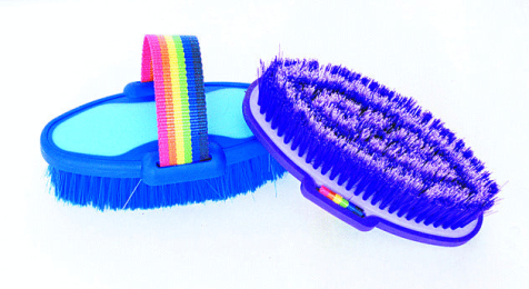 Tuffrider Body Brush With Rainbow Handle (Color: Purple)