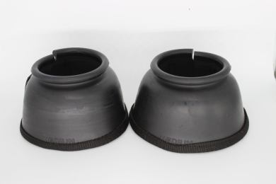 TuffRider Round Top Plain Bell Boots PVC Foam Hook and Loop with Bottom Tape (Color: Black, size: L)