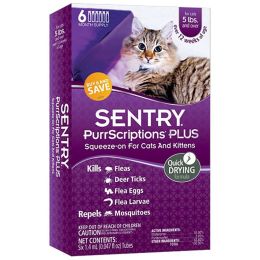 Sentry PurrScriptions Plus Flea & Tick Control for Cats & Kittens (size: Cats Over 5 lbs - 6 Month Supply)