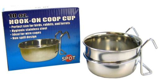 Spot Stainless Steel Hook-On Coop Cup (size: 10 oz (4" Diameter))