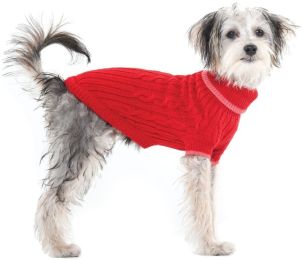 Fashion Pet Cable Knit Dog Sweater - Red (size: Small (10"-14" From Neck Base to Tail))