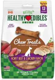 Nylabone Natural Healthy Edibles Variety Pack - Roast Beef & Chicken (size: Regular - 12 Pack)