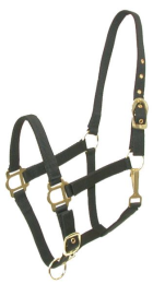 Gatsby Adjustable Nylon Halter With Snap (Color: Black, size: Horse)