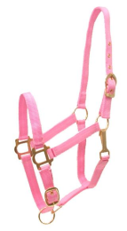 Gatsby Adjustable Nylon Halter With Snap (Color: Pink, size: Cob)