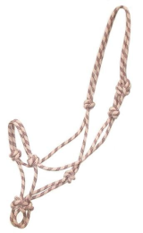 Gatsby Classic Cowboy Rope Halter (Color: Beige/ Burgundy, size: Horse)