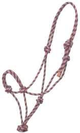 Gatsby Classic Cowboy Rope Halter (Color: Burgundy/ Steel Grey, size: Horse)