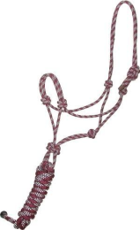 Gatsby Classic Cowboy Halter With Lead (Color: Burgundy/ Steel Grey, size: Horse)