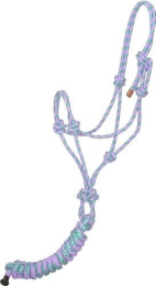 Gatsby Classic Cowboy Halter With Lead (Color: Light Purple/ Green, size: Horse)