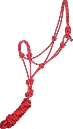 Gatsby Classic Cowboy Halter With Lead (Color: Red/Black, size: Horse)