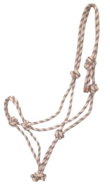 Gatsby Professional Cowboy Rope Halter (Color: Beige/Red/ Dk Blue, size: Horse)