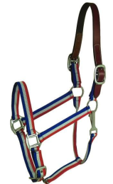 Gatsby Classic Nylon Breakaway Halter With Snap (Color: Red/White/Blue, size: Horse)