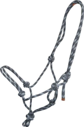 Gatsby Classic Cowboy Rope Halter (Color: Lt Grey / Black, size: Horse)