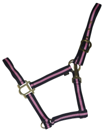 Gatsby Classic 2-Tone Nylon Halter With Snap (Color: Navy/Pink, size: Cob)